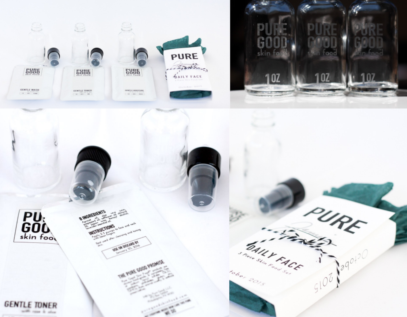 Pure Good packaging, refills, and reusable glass bottles