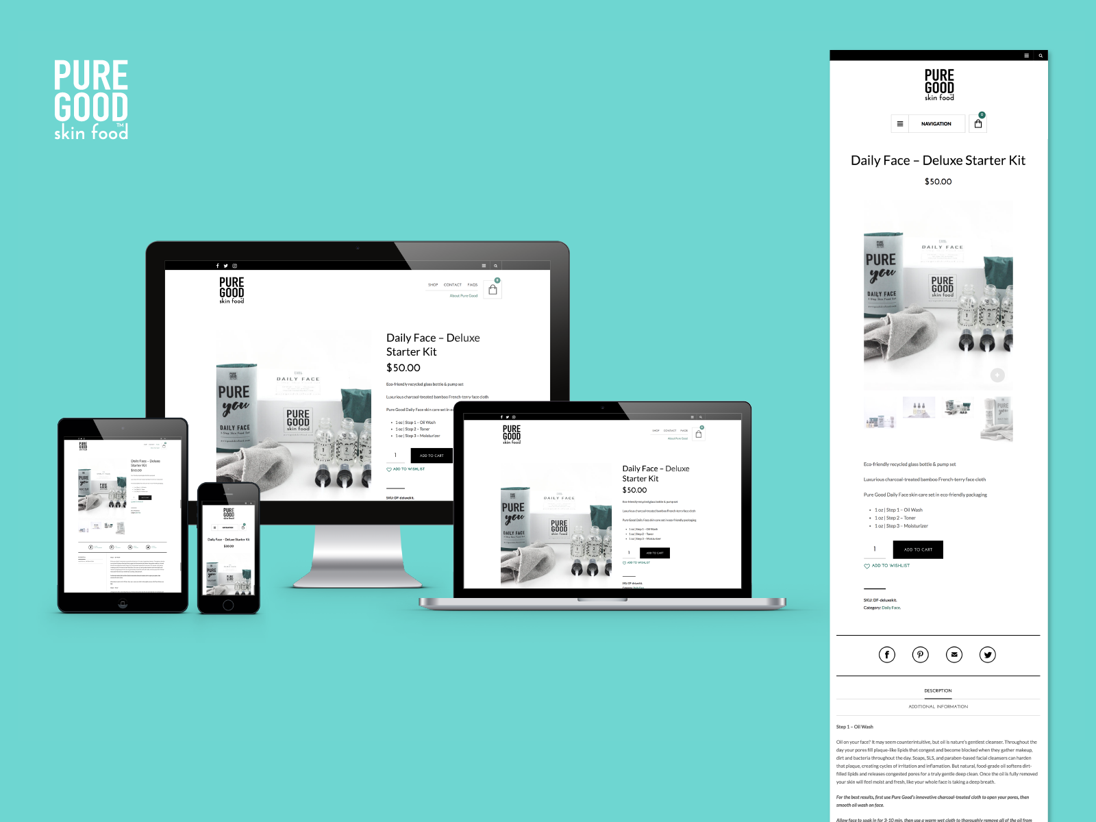 Responsive Pure Good product page across devices